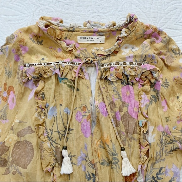 Spell & The Gypsy Collective Wild Bloom Long Sleeve Playdress, Mustard - Picture 8 of 16